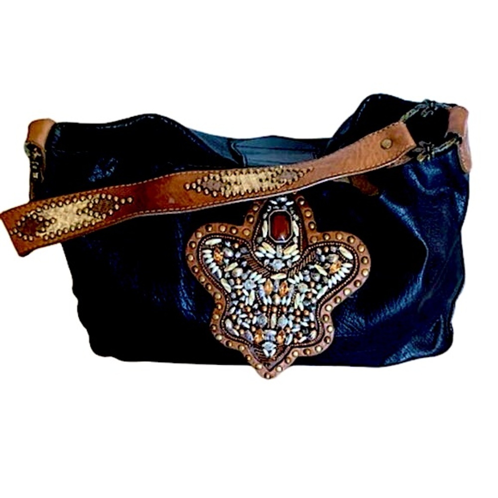Royal Plush Boho Studded Leather Shoulder Bag